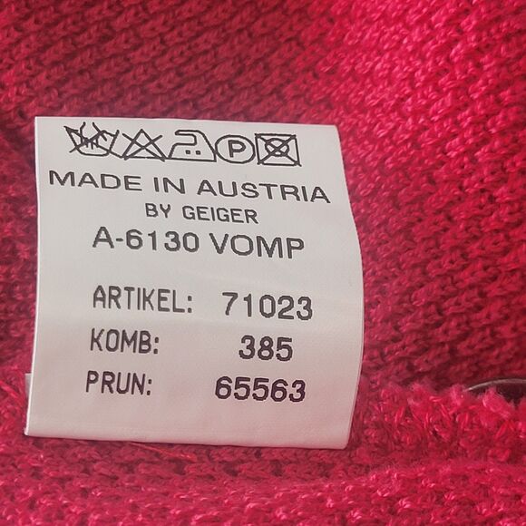 Vintage GEIGER 100% Cotton Red Spring Cardigan Sweater Jacket  Size 34  US XS S - Picture 7 of 9